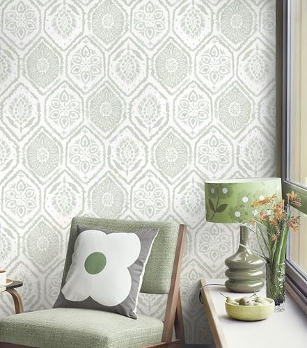 HeloHo Peel and Stick Wallpaper Green Contact Paper Boho Wall Paper Modern Geometric Removable Self Adhesive Wallpapers for Bedroom Bathroom Cabinet Waterproof Decor Vinyl Rolls 78.8" X 17.3" - Image 2