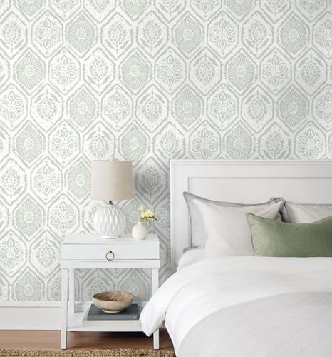 HeloHo Peel and Stick Wallpaper Green Contact Paper Boho Wall Paper Modern Geometric Removable Self Adhesive Wallpapers for Bedroom Bathroom Cabinet Waterproof Decor Vinyl Rolls 78.8" X 17.3" - Image 4