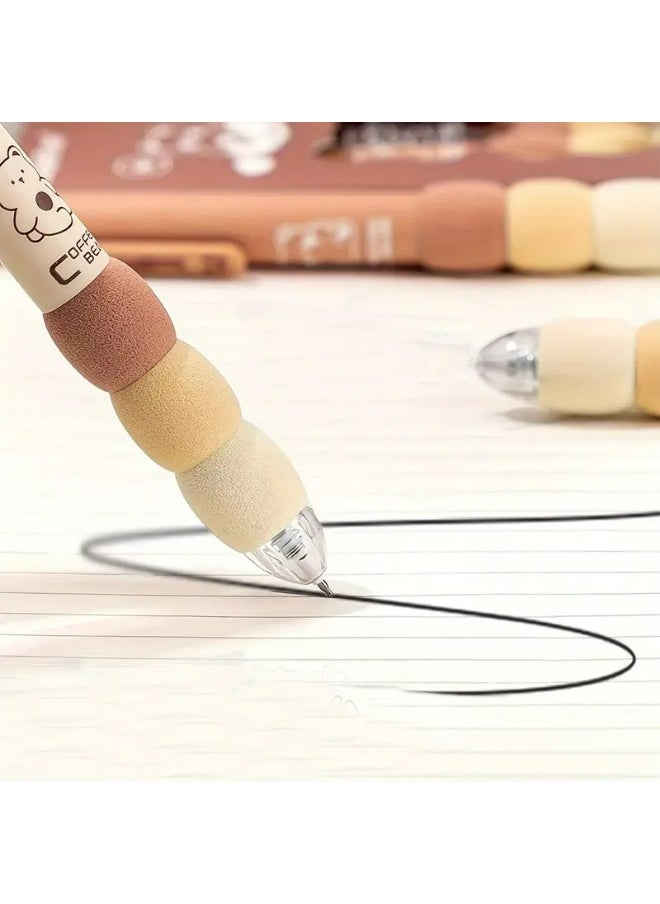 Kandid 4Pcs Cute Cartoon Gel Pens, Erasable and Soft to Hold - 0.5mm Fine Tip Black Ink, Soft Colors, with Cute Animal Patterns - Perfect for School Supplies and Office Stationery(BROWN CARTOON)  - Image 4