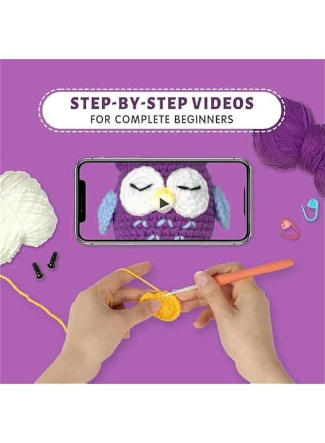 MIXDE Crochet Kit for Beginners, 3 Pattern Animals-Owl, Penguin, Frog, Knitting Kit for Adult Kids , Hook, Accessories - Image 2