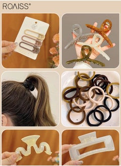 roaiss 67 Pcs Hair Accessories for Women Girls, Hair Claw Clips of Different Sizes and Soft Elastic Hair Ties and Matte Hair Clips for Thick or Thin Hair, Multicolor  - Image 2