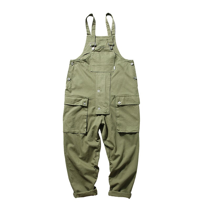 Japanese fashion brand suspender pants loose jumpsuit overalls wide-leg pants dad pants ins Internet celebrity suspender pants men and women - Image 1
