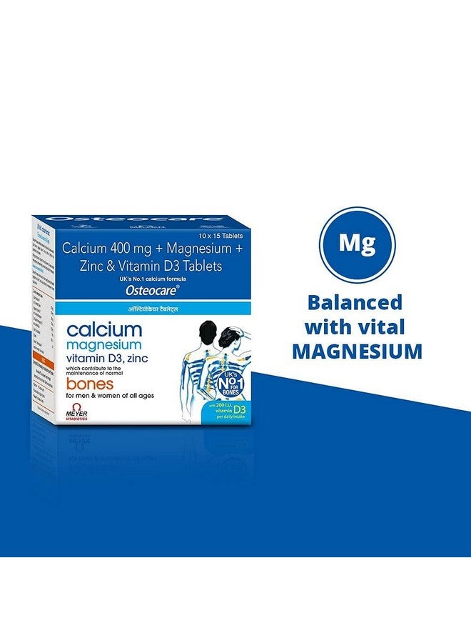 Osteocare Calcium 400mg with Magnesium, Zinc & Vitamin D3 - Essential Bone Health Supplement for Men & Women of All Ages | 150 Tablets - Image 4