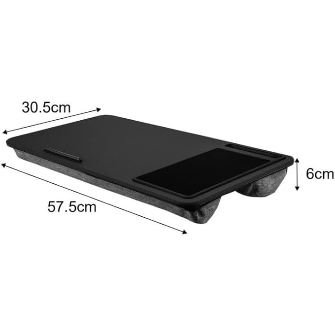 rayihni HYFIVE LAPTOP TRAY WITH CUSHION LAP DESK PILLOW PORTABLE LAPTOP TABLE TABLET LAP TABLE BUILT-IN MOUSE PAD AND PHONE HOLDER SLOT FOR BED TABLE SOFA LAPTOP DESK - BLACK - Image 2