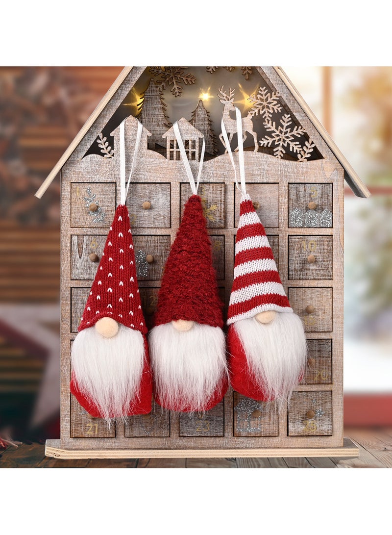 AUTOYSUR Christmas Ornaments Hanging Gnome Christmas Decorations, Christmas Decor Lovely Faceless Doll Plush Gnomes Santa Doll Xmas Dolls for Christmas Tree Decorations (red) - Image 1