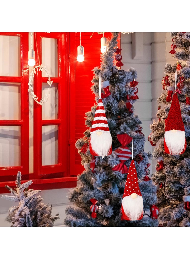 AUTOYSUR Christmas Ornaments Hanging Gnome Christmas Decorations, Christmas Decor Lovely Faceless Doll Plush Gnomes Santa Doll Xmas Dolls for Christmas Tree Decorations (red) - Image 5