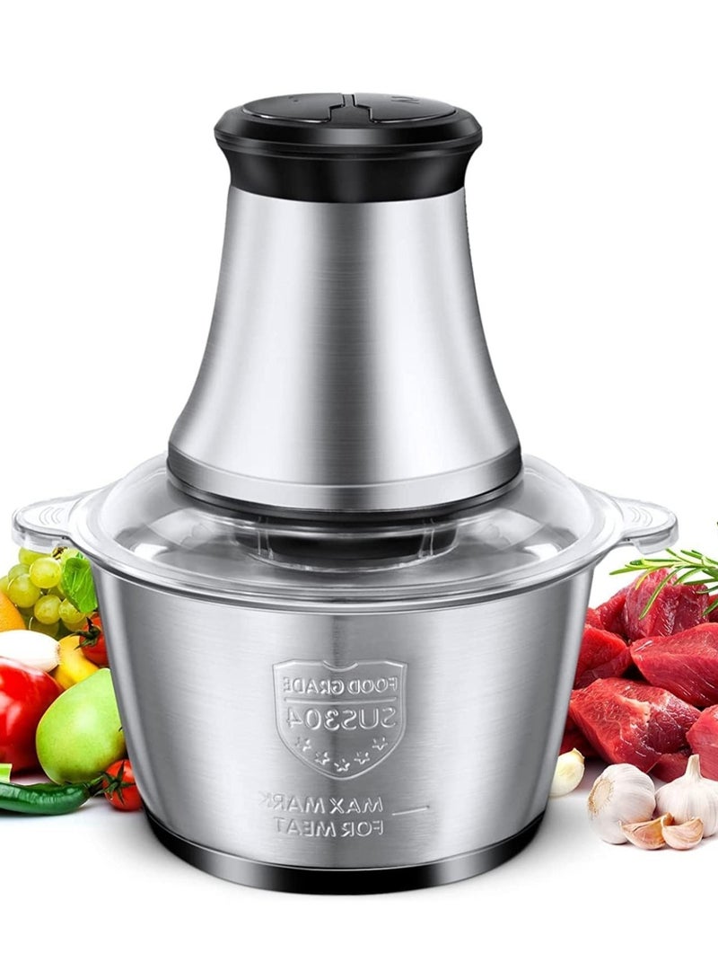 Meat Grinder Electric, Food Processor 3L Stainless Steel Meat Blender Food Chopper for Meat, Vegetables, Fruits and Nuts with 4 Sharp Blades - Image 1