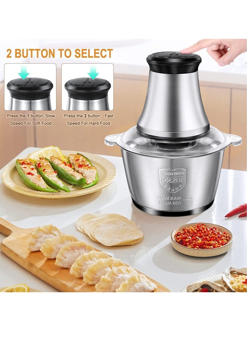 Meat Grinder Electric, Food Processor 3L Stainless Steel Meat Blender Food Chopper for Meat, Vegetables, Fruits and Nuts with 4 Sharp Blades - Image 3