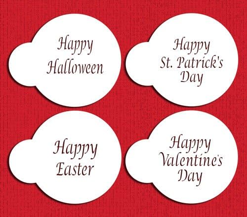 Designer Stencils C137 Celebration Cupcake and Cookie Stencils Happy Halloween Happy Easter Happy Valentines Day and Happy St Patricks Day - Image 2