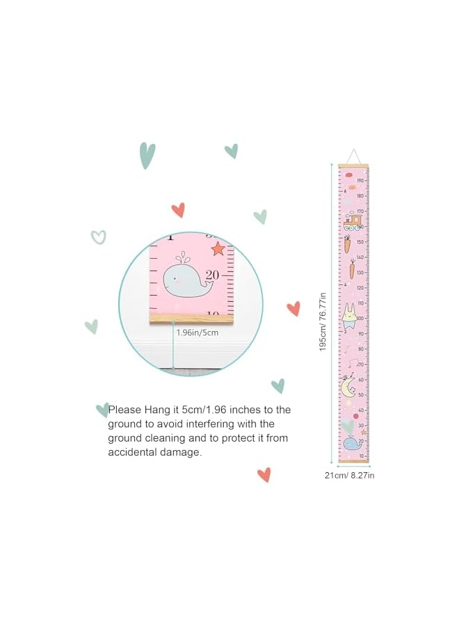 The Bros 2 Pcs Baby Growth Height Chart, Measuring Height Chart for Children Kids, Wood Frame Measuring Height Chart and Wall Decor, Measuring Height Chart, Wall Tape with Height Chart for Children - Image 4