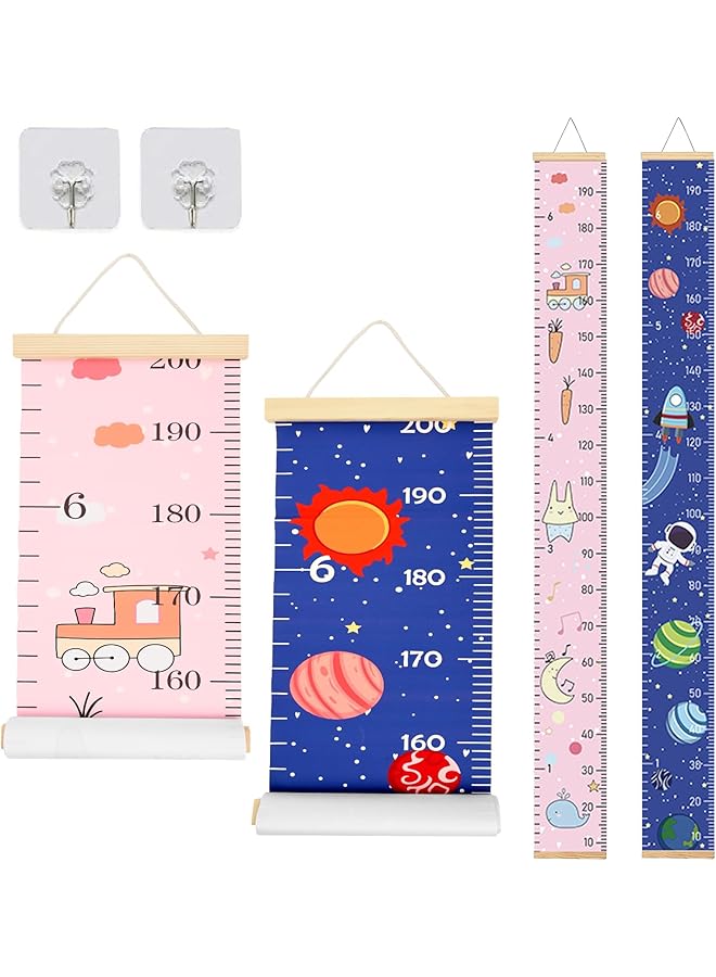 The Bros 2 Pcs Baby Growth Height Chart, Measuring Height Chart for Children Kids, Wood Frame Measuring Height Chart and Wall Decor, Measuring Height Chart, Wall Tape with Height Chart for Children - Image 1