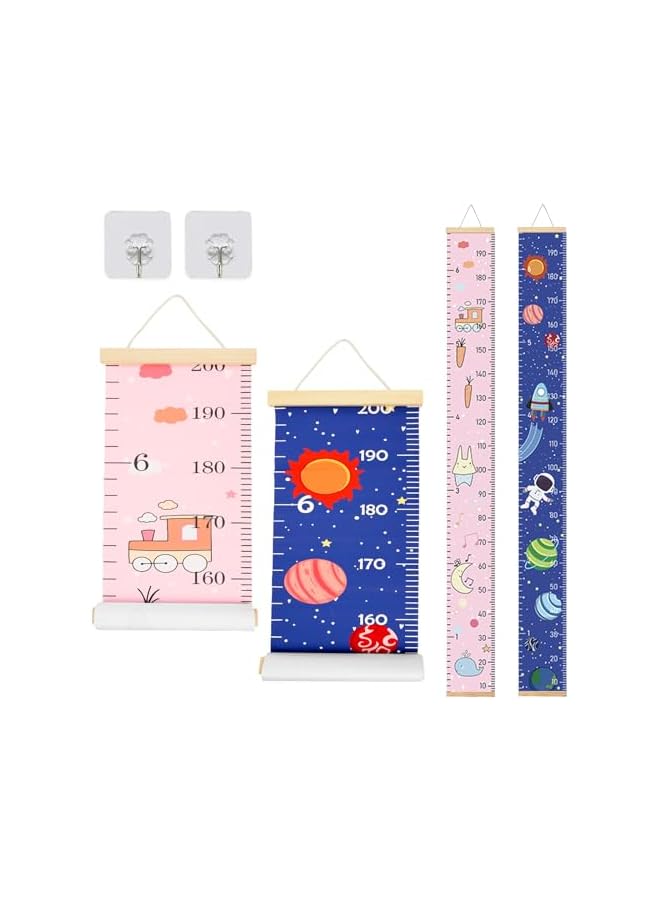 The Bros 2 Pcs Baby Growth Height Chart, Measuring Height Chart for Children Kids, Wood Frame Measuring Height Chart and Wall Decor, Measuring Height Chart, Wall Tape with Height Chart for Children - Image 2