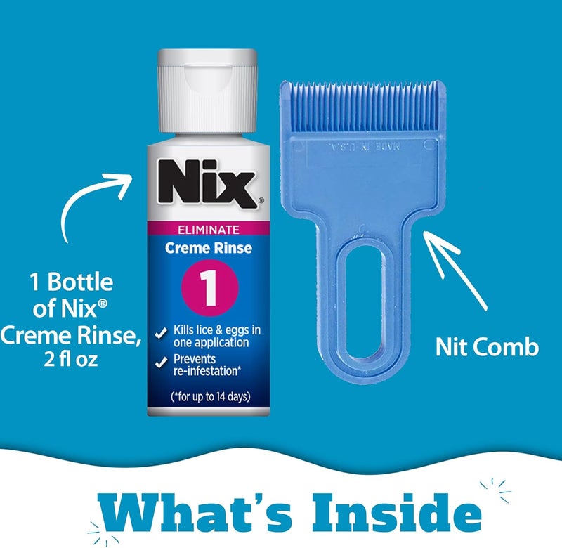 Nix Lice Killing Creme Rinse with Lice Removing Comb - Maximum Strength Treatment for Lice and Eggs - 2 Fluid Ounces - Image 3