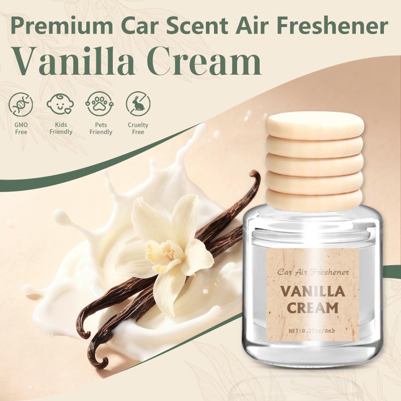AROIC Hanging Car Air Freshener, 6 Pack Vanilla Cream Long Lasting & Refillable Air Freshener, Natural Plant Essential Oil Fragrance Aromatherapy Diffuser, Car Accessories Interior Set for Women & Men - Image 3