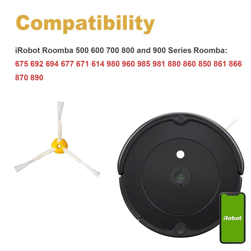 Dhoua 8 Packs Side Brush Replacement for IRobot Roomba 600 700 800 900 Series 960 980 985 860 870 877 880 890 891 895 805 761 770 780 790 614 650 665 671 675 690 Models - Image 2