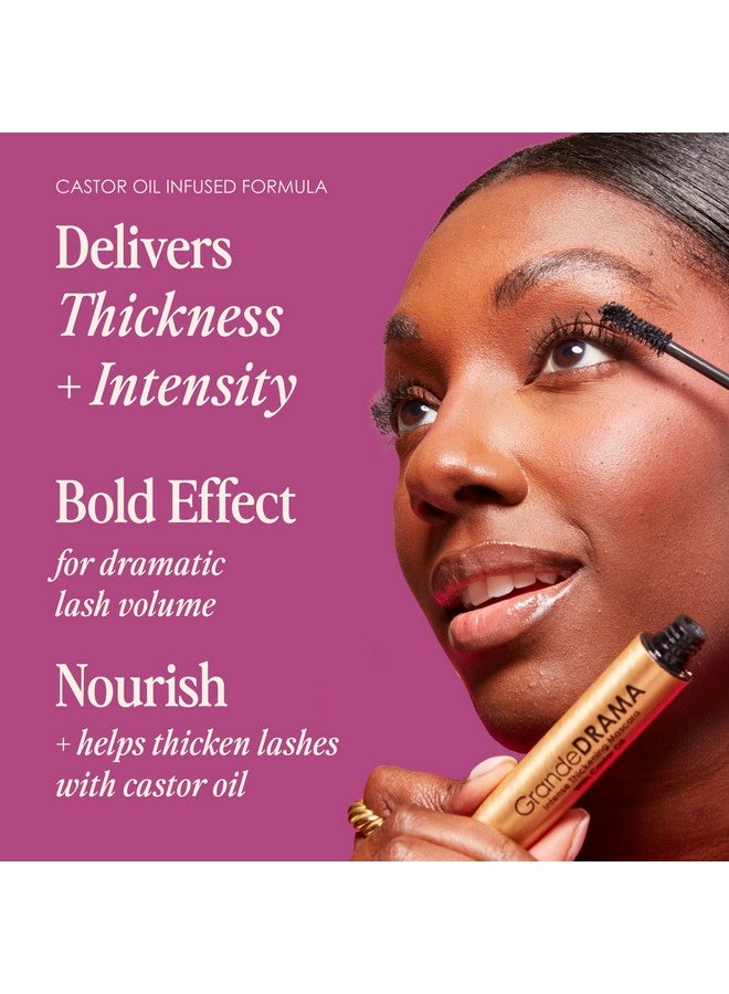 Grande Cosmetics GrandeDRAMA Intense Thickening Mascara with Castor Oil, Volumizing, Conditioning, Buildable Formula - Image 2