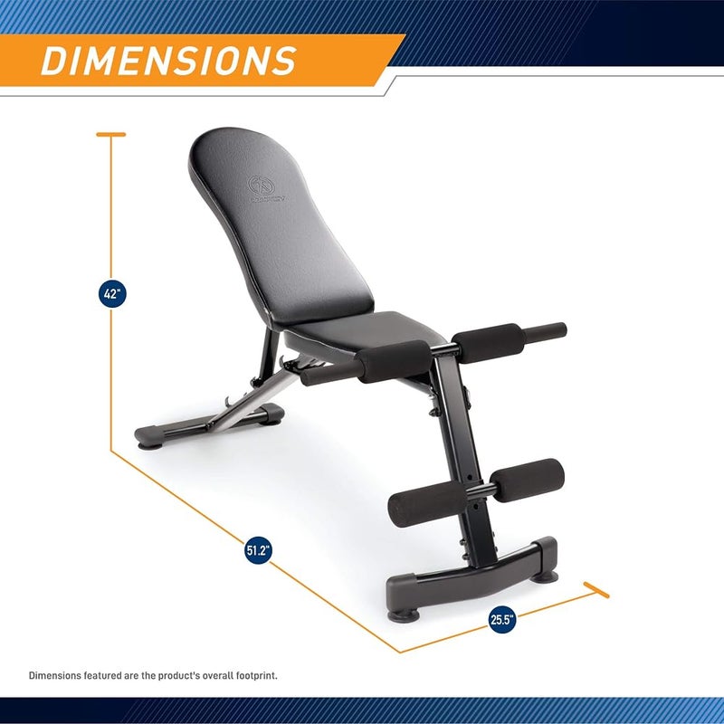 Marcy Multi-Purpose Adjustable Workout Utility Weight Bench for Full Body Upright, Incline, Decline, and Flat Exercise SB-228, 42.00 x 26.00 x 48.00 inches - Image 2