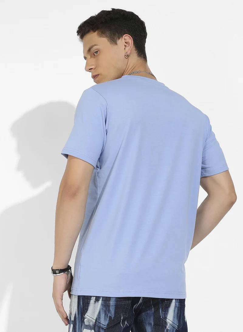 CAHOOT  Men's Pastel Blue Basic Regular Fit T-Shirt for Men | Best Price UAE