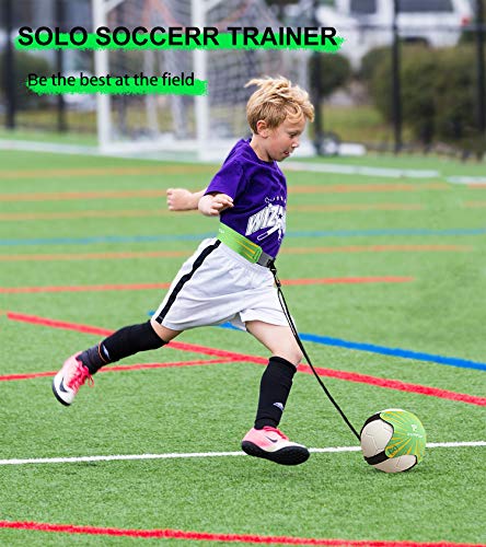 Surpop Soccer/Volleyball/Rugby Trainer, Football Kick Throw Solo Practice Training Aid Control Skills Adjustable Waist Belt for Kids Adults (Green) - Image 2