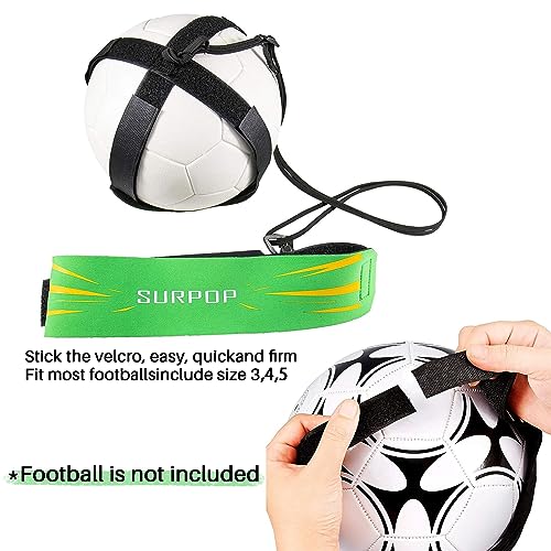 Surpop Soccer/Volleyball/Rugby Trainer, Football Kick Throw Solo Practice Training Aid Control Skills Adjustable Waist Belt for Kids Adults (Green) - Image 4