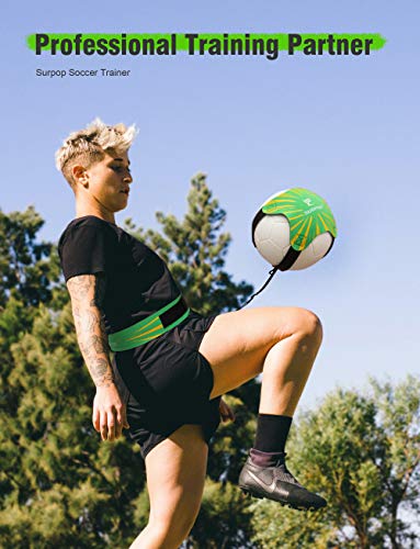 Surpop Soccer/Volleyball/Rugby Trainer, Football Kick Throw Solo Practice Training Aid Control Skills Adjustable Waist Belt for Kids Adults (Green) - Image 3