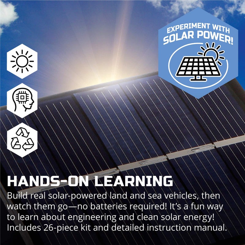Discovery Kids #MINDBLOWN Solar Land and Sea Vehicles, Kid’s DIY STEM 26-Piece You-Build-It Experiment Set for Children Ages 6+ and Older, 7 Renewable Energy Hands-On Learning Activities - Image 3