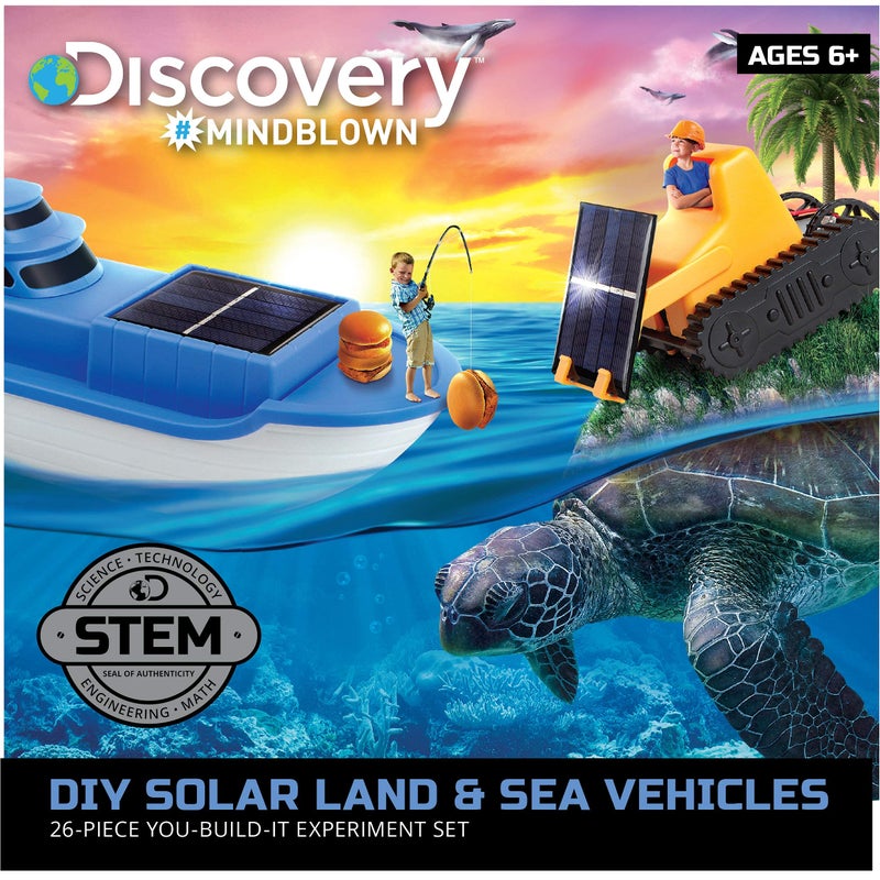 Discovery Kids #MINDBLOWN Solar Land and Sea Vehicles, Kid’s DIY STEM 26-Piece You-Build-It Experiment Set for Children Ages 6+ and Older, 7 Renewable Energy Hands-On Learning Activities - Image 2
