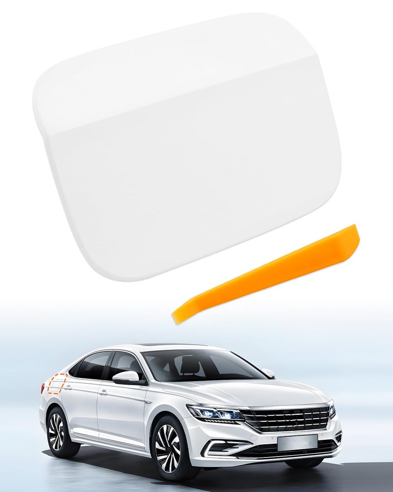 JUQAFY Lid Gas Tank Cover Fuel Gas Tank Door Cover Caps Fit for VW Volkswagen Passat 2012 2013 2014 2015 2016 2017 2018 Replace 561809857 White