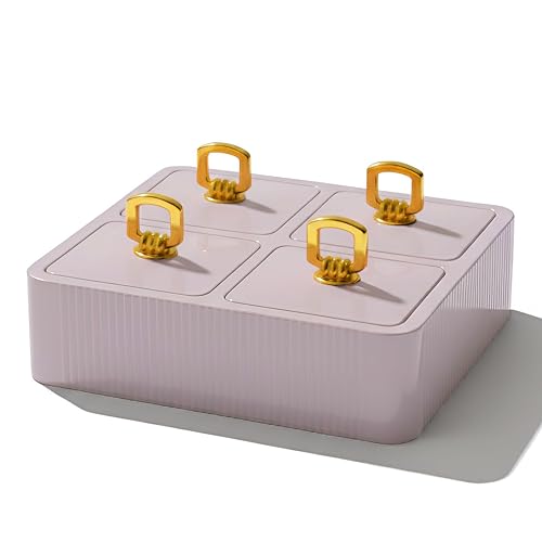Selvel Global Square Dryfruit Box with 4 Compartments | Airtight Multi-Purpose Storage Box with Tray & Lid | Ideal for Diwali Gifting | 500ml Each | BPA-Free (Lid Grey) - Image 1