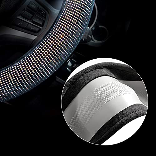 Valleycomfy Steering Wheel Cover for Women Men Bling Bling Crystal Diamond Sparkling Car SUV Wheel Protector Universal Fit 15 Inch (Black with Colorful Diamond,Standard Size(14" 1/2-15" 1/4)) - Image 4