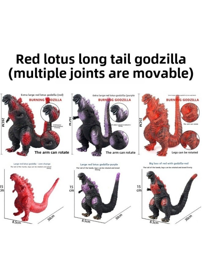 Soft Gum Godzilla Vs. King Kong Red Lotus Star Berserker Monster 2023 Godzilla Movie Series Advantage-Color:Red Lotus Long Tail Godzilla Purple - Height 15cm  - Image 3