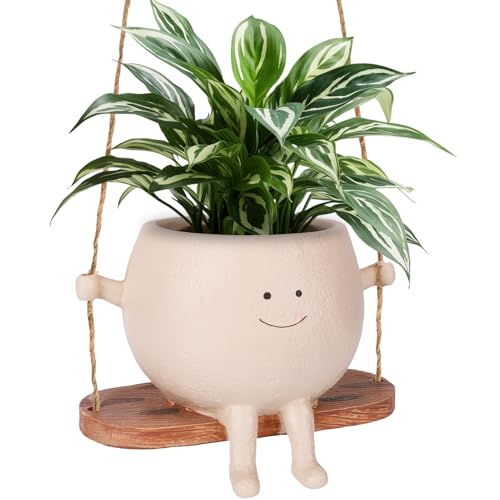 CONNOVA Smiley Face Flower Pot Swinging Smiley Face Hanging Planter Cute Swinging Planter Hanging Planter with Unique Design Suitable for Indoor and Outdoor Decoration - Image 1