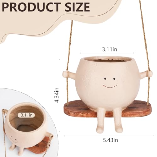 CONNOVA Smiley Face Flower Pot Swinging Smiley Face Hanging Planter Cute Swinging Planter Hanging Planter with Unique Design Suitable for Indoor and Outdoor Decoration - Image 3