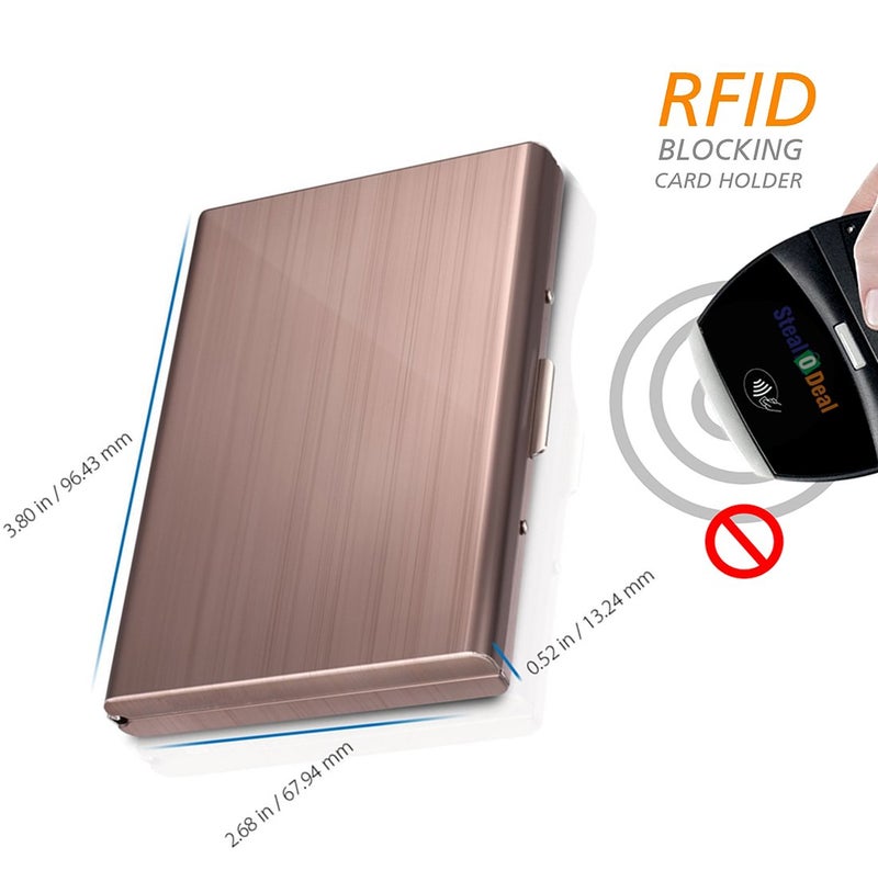 Stealodeal Rose Gold RFID Credit 6 Slot Card Holder for Men & Women Stainless Steel Wallet - Image 3