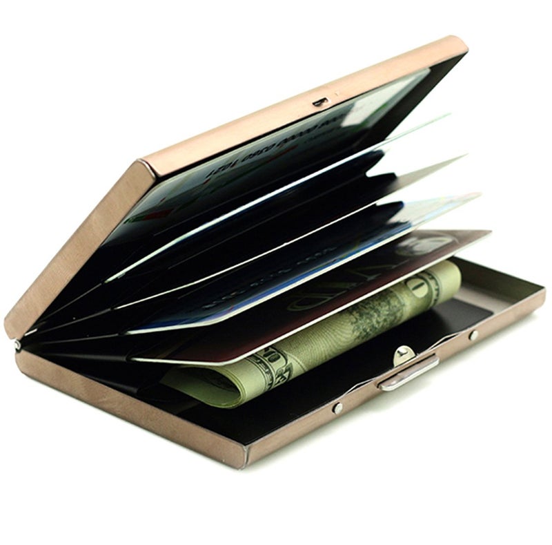 Stealodeal Rose Gold RFID Credit 6 Slot Card Holder for Men & Women Stainless Steel Wallet - Image 5