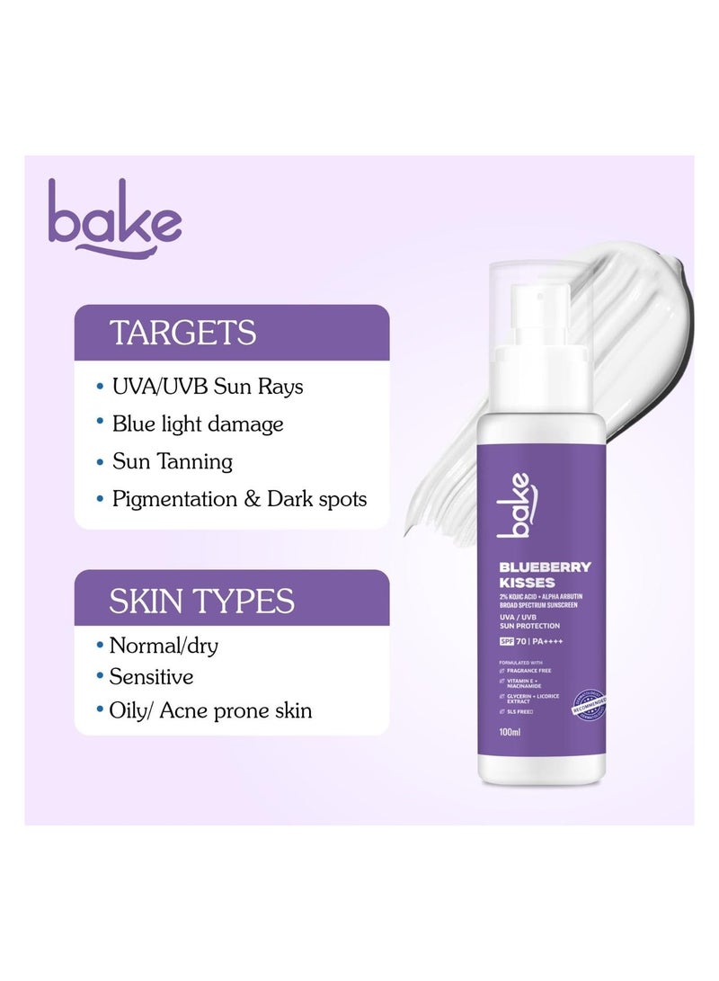BAKE 100% Mineral Water Resistant Sunscreen SPF 70 PA+++ with 2% Kojic Acid, Alpha Arbutin & Niacinamide for Pigmentation, Dark Spots & Tan Removal | Broad Spectrum Sunscreen | Anti-Pigmentation, No Whitecast & Lightweight | 100g - Image 3