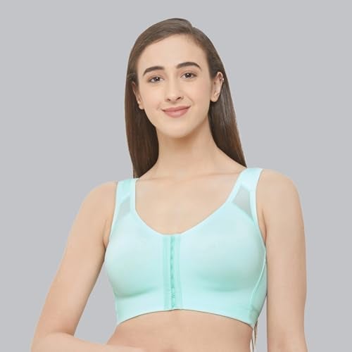 SOIE Front Closure Bra for Women|Full Coverage|Non-Padded & Non-Wired|Cross Back Support & Posture Corrector|Everyday Bra(CB-334 Aqua XL) - Image 2