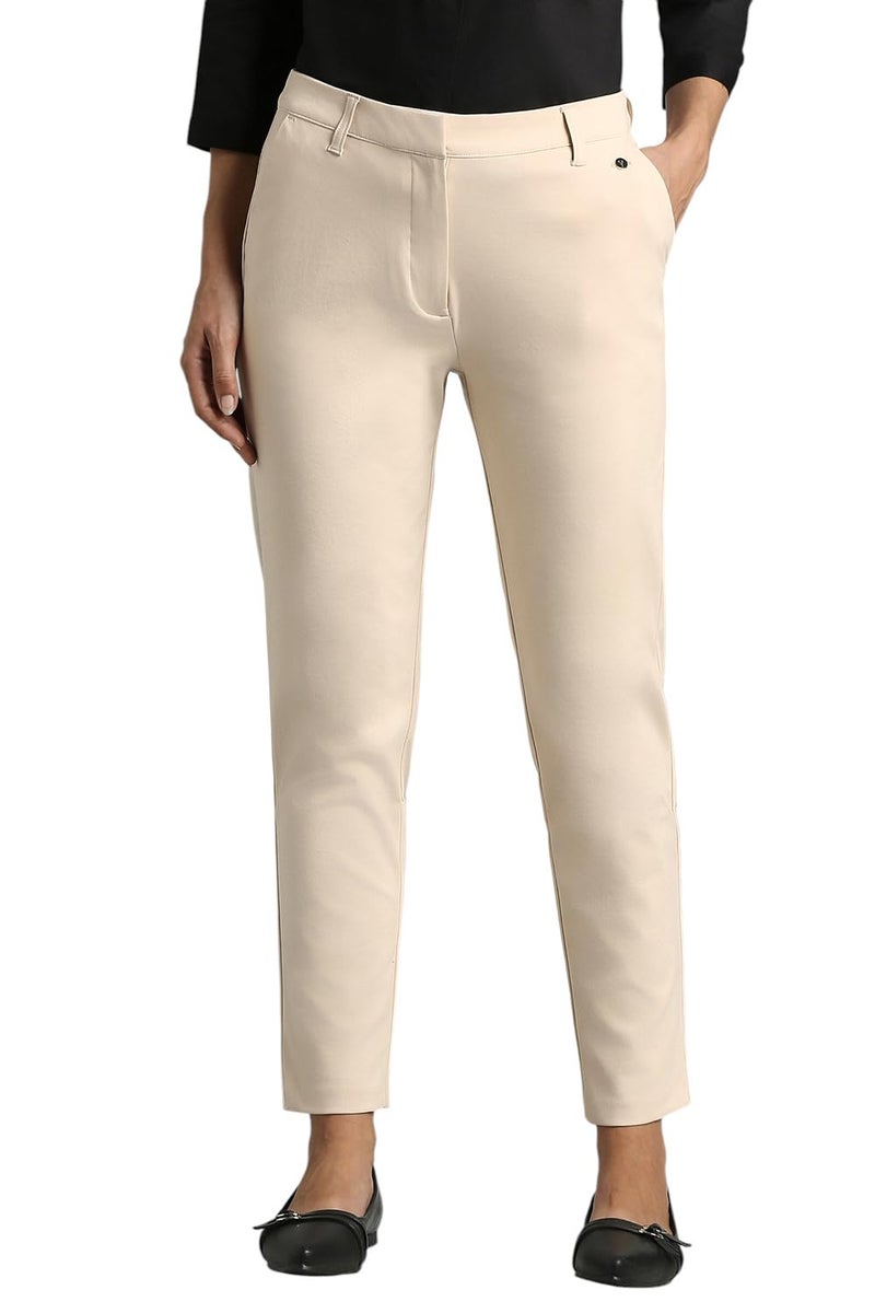 Van Heusen Women's Regular Pants (VWKBFRGF668886_Beige - Image 1