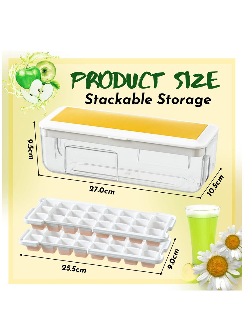 Captaintech Ice Cube Tray with Lid Ice Cube Tray for Freezer Pressed Easy Release 48 Cavity Ice Cube Mould with Stackable Storage Container and Spoon Suitable for Coffee Milk Yellow - Image 2