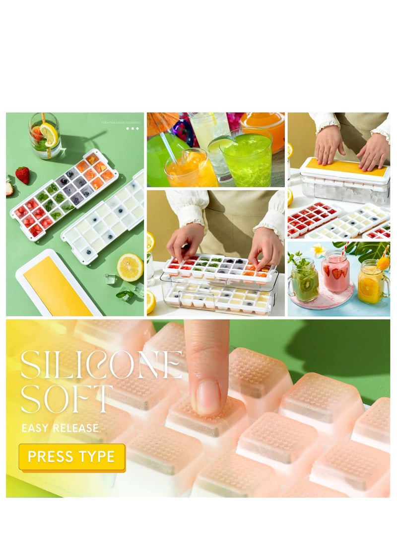 Captaintech Ice Cube Tray with Lid Ice Cube Tray for Freezer Pressed Easy Release 48 Cavity Ice Cube Mould with Stackable Storage Container and Spoon Suitable for Coffee Milk Yellow - Image 5
