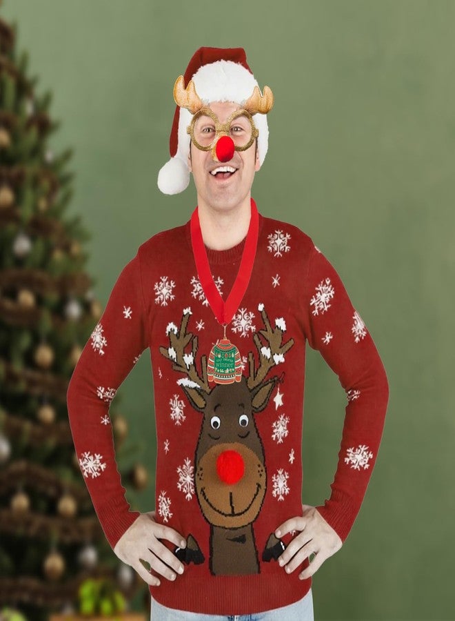 Jocomoni 3PCS Christmas Ugly Sweater Medal Award Contest Medals with Neck Ribbon Christmas Tree Ornament Contest Prizes for Ugly Sweater Contest Party Xmas Party Supplies - Image 5