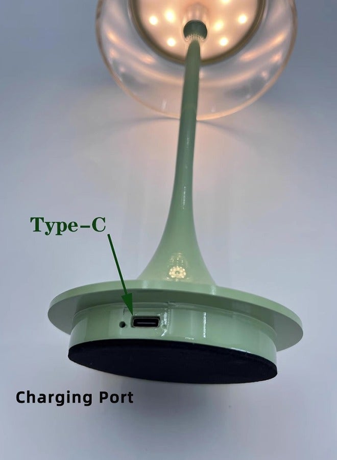 Cordless Modern LED Table Lamp Green Color,Aluminum Shell,3 Colors Stepless Dimming,USB Charging Desk Lights,Portable Bedside Lamp For Indoor Decor Night,Baby Kids Room,Bedroom and Living Room - Image 5