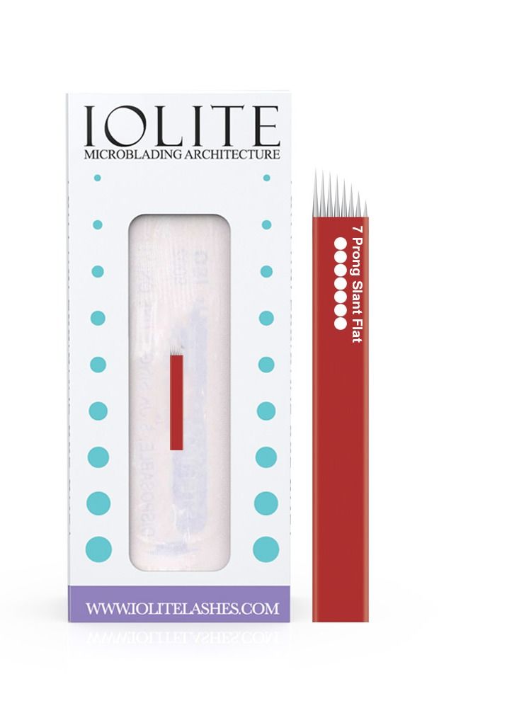 IOLITE Microblading 7 Prong Slant Flat Needle IS7PRD SPMU NEEDLE Size 25mm one time use disposable blade Sterile packaged 12pcs - Image 1