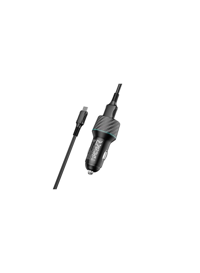 بوروفون شاحن سيارة Borofone BZ21A Brilliant 2xUSB - QC 3.0 36W مع كابل USB إلى Micro USB أسود - Image 3