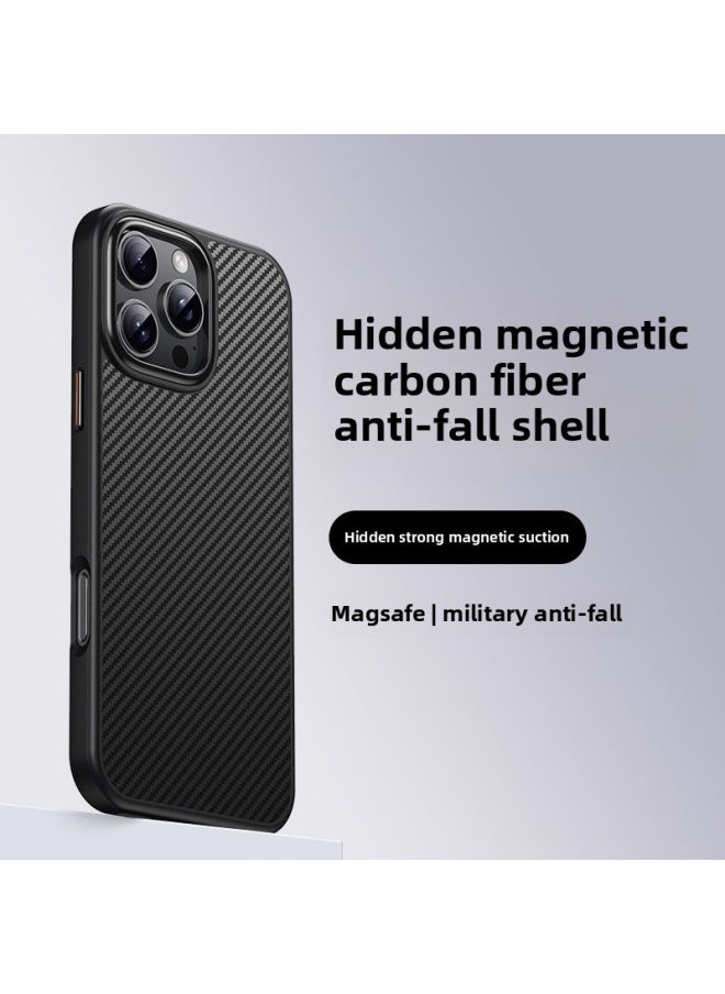 Generic - Product Suitable For IPhone16pro Phone Case Hidden Magnetic Carbon Fiber Apple 16Promax Protective Shell-color:black-Applicable Models:Iphone15 (without Metal Lens Frame) - Image 1
