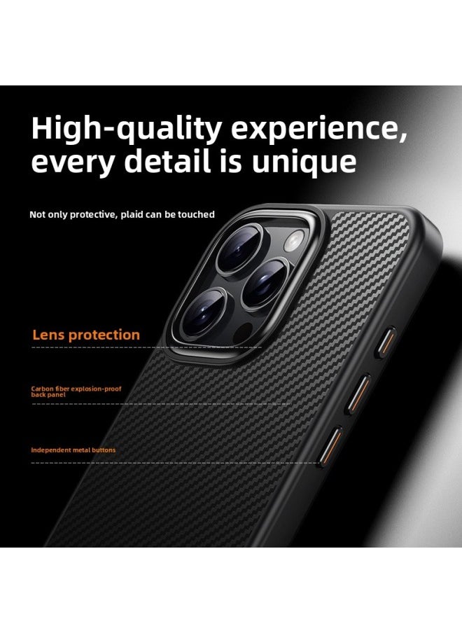 Generic - Product Suitable For IPhone16pro Phone Case Hidden Magnetic Carbon Fiber Apple 16Promax Protective Shell-color:black-Applicable Models:Iphone15 (without Metal Lens Frame) - Image 1