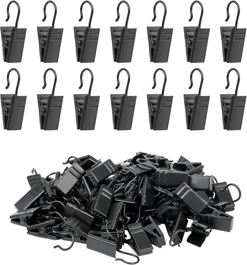 SHOPEE 10 Pack Metal Hook Clips for Hanging Curtains, Photos, Home Decoration, Art Craft Display - Black - Image 1