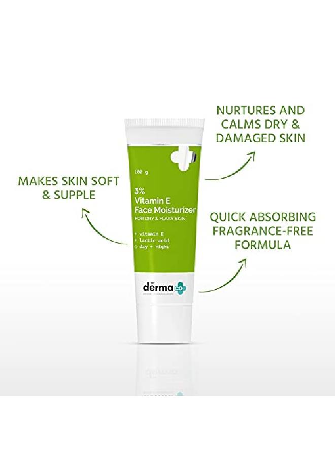 THE derma Co مرطب للوجه بفيتامين E بنسبة 3% مع حمض اللاكتيك بفيتامين E للبشرة الجافة والمتقشرة 100 جم - Image 4