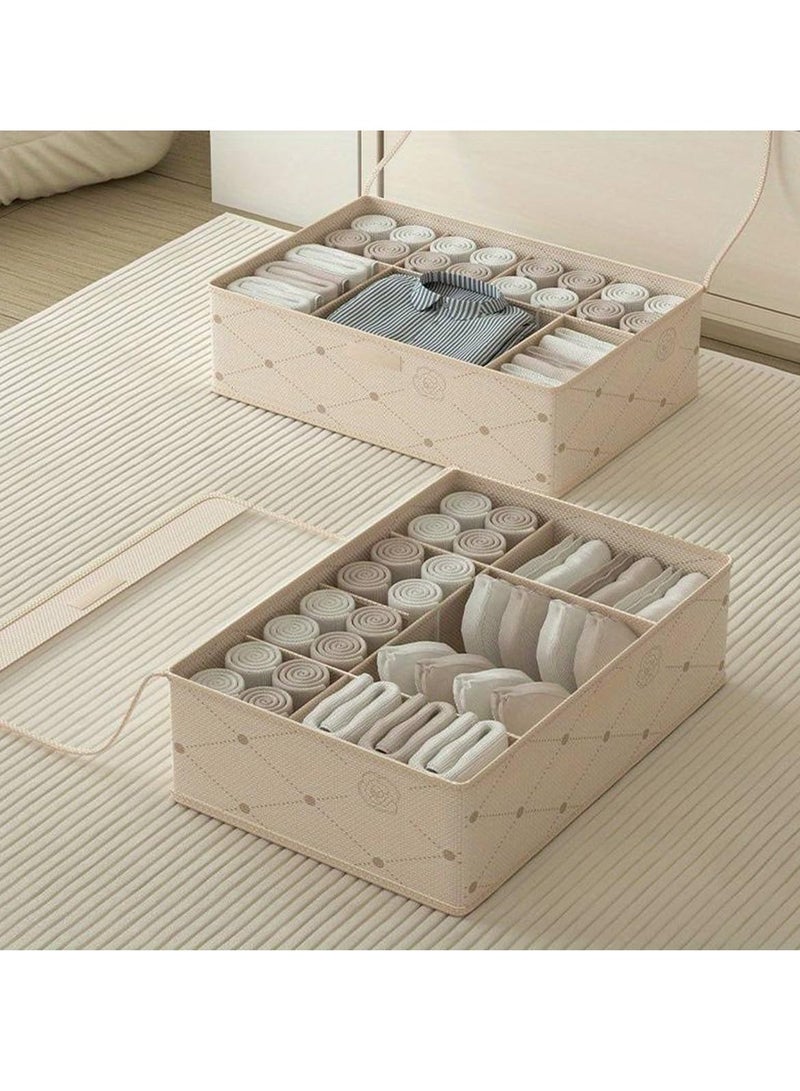 شو وو 2 قطعة سلة تخزين قابلة للطي، صندوق أدراج قابل للغسل، صندوق تخزين الملابس، منظم جينز خزانة الملابس، منظمات أدراج مرئية مع غطاء، نافذة شفافة للملابس، القمصان، السراويل، السترات - Image 1