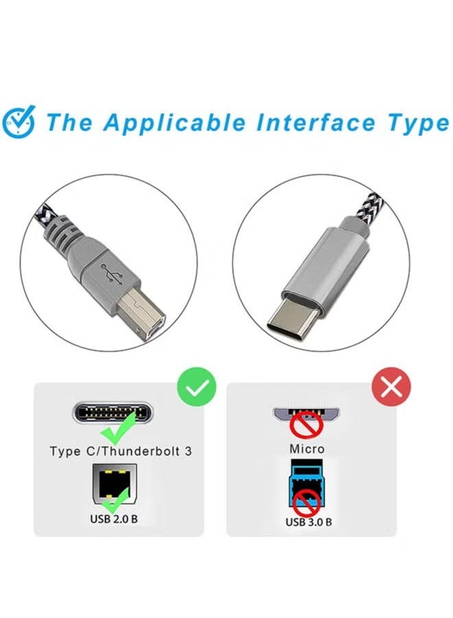 USB B to USB C Printer Cable 1.5m, USB C to USB B MIDI OTG Cord Type C Printer Cable for MacBook Pro, Air, USB C MIDI Cable for Yamaha Casio Digital Piano MIDI Controller DJ Controller - Image 3